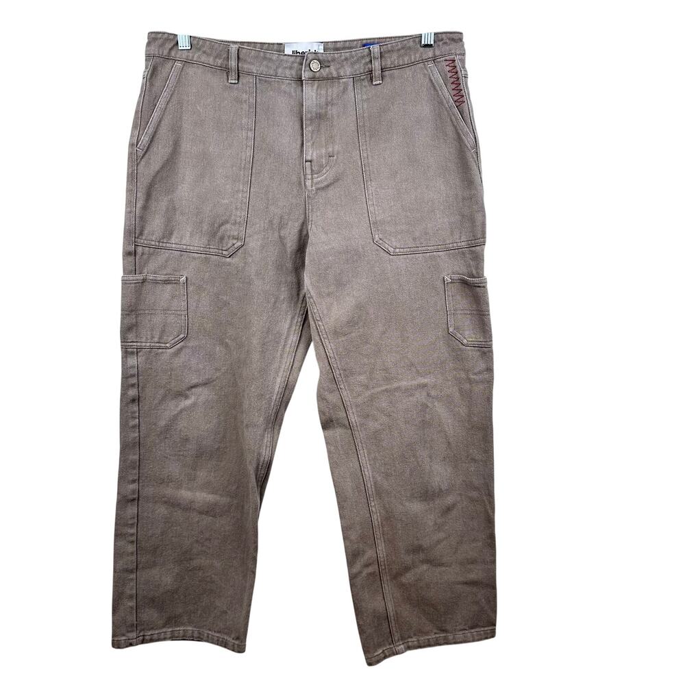 Jiberish Men's Cargo Pants Jeans Relaxed Baggy Tan 34 Skater Grunge Streetwear